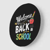 Welcome Back To School First Day of School Teacher ラージ壁時計 (傾斜)