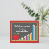 Welcome Back To School Fourth Grade | Colorful ポストカード (スタンド正面)
