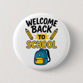 Welcome Back to School Fun Backpack Pencil 缶バッジ (正面)