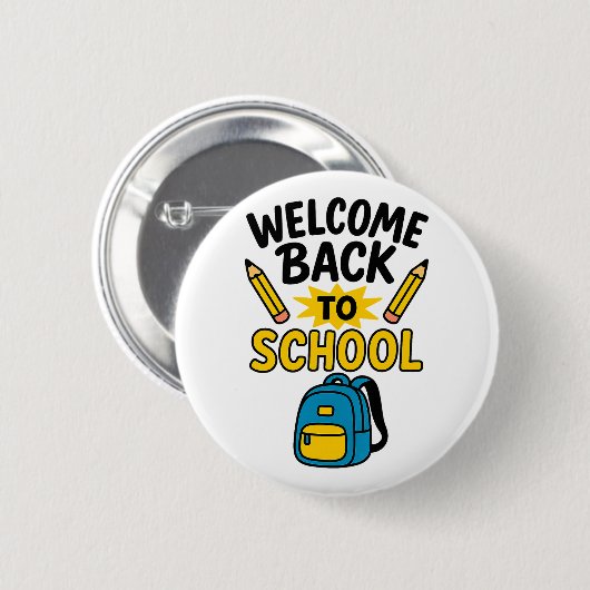 Welcome Back to School Fun Backpack Pencil 缶バッジ (正面&裏面)
