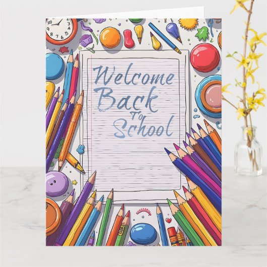 Welcome Back to School – Fun & Colorful カード (黄色い花)