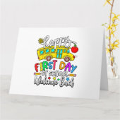 Welcome Back To School Happy First Day Teacher Bus カード (黄色い花)