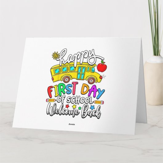 Welcome Back To School Happy First Day Teacher Bus カード (裏面)