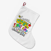 Welcome Back To School Happy First Day Teacher Bus ラージクリスマスストッキング (正面 (吊り時))