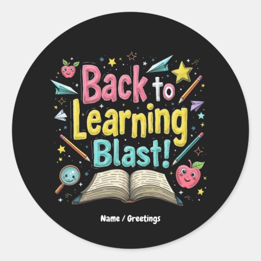 Welcome Back to School Learning Blast Kids Teacher ラウンドシール (正面)
