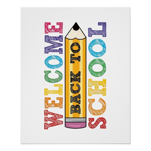 Welcome Back to School – Pencil Illustration ポスター (正面)