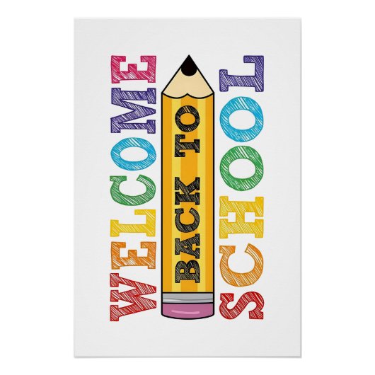 Welcome Back to School – Pencil Illustration ポスター (正面)