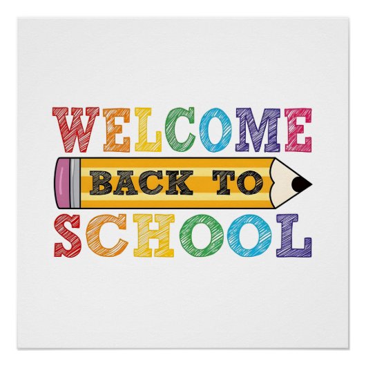 Welcome Back to School – Pencil Illustration ポスター (正面)