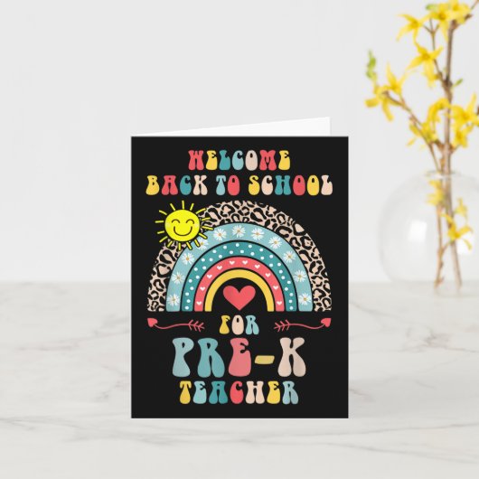 Welcome Back To School Pre-k Teacher Student Rainb カード (黄色い花)