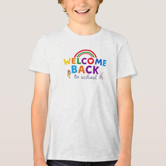 Welcome Back to School Rainbow Design  トライブレンドＴシャツ (正面)