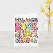 Welcome Back To School Retro Teacher Appreciation  カード (黄色い花)