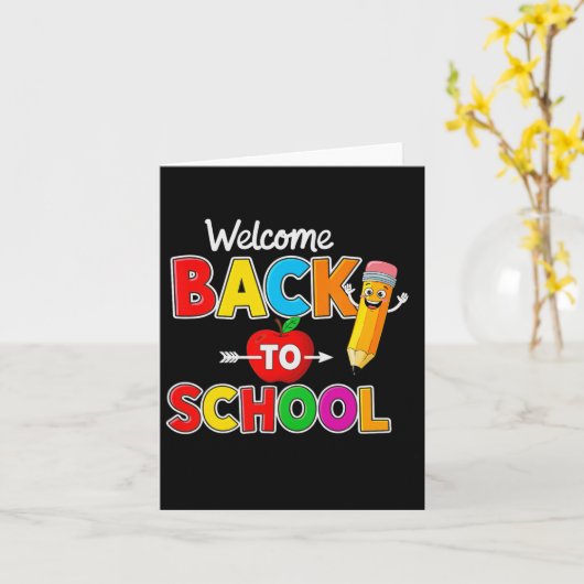 Welcome Back To School Teachers Students First Day カード (黄色い花)