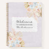 Welcome Beach House Watercolor Floral Guestbook ノートブック (正面)