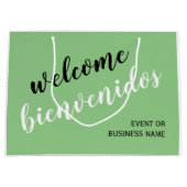 Welcome Bienvenidos スペインの English Blingual ラージペーパーバッグ (正面)