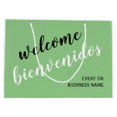 Welcome Bienvenidos スペインの English Blingual ラージペーパーバッグ (裏面)