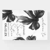 Welcome Black Bow Coquette Script Sweet 16 Party 横断幕 (横)