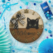Welcome Black Kitten Cute Peeking Cat ペーパープレート (パーティー)