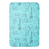WELCOME black seamless pattern with LINES バスマット (正面縦)