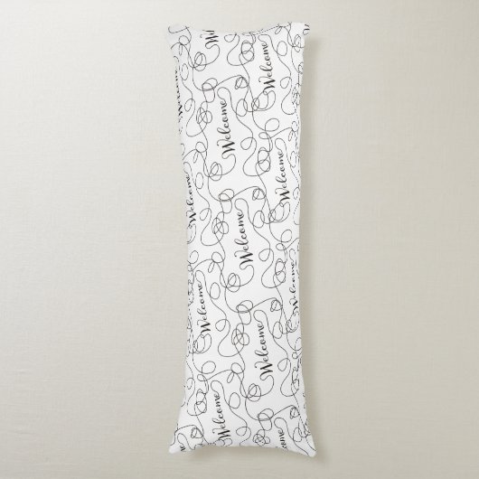 WELCOME black seamless pattern with LINES ボディピロー (正面縦)