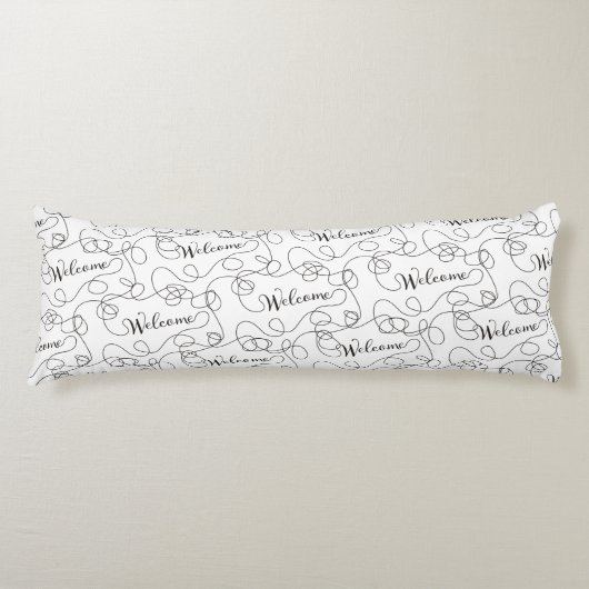 WELCOME black seamless pattern with LINES ボディピロー (正面)