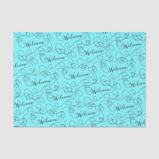 WELCOME black seamless pattern with LINES 薄葉紙 (正面)