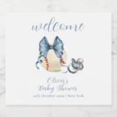 Welcome Bow Pacifier Baseball Sport Baby Shower  スパークリングワインラベル (シングルラベル)