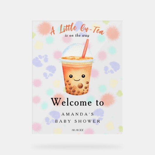  Welcome Bubble Tea Baby shower Welcome アクリルサイン (正面)