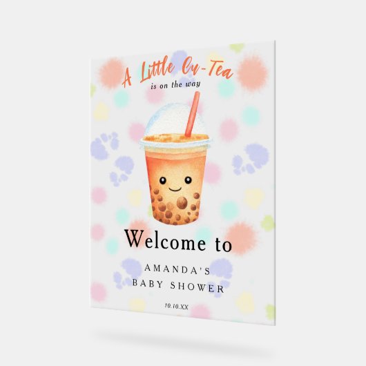  Welcome Bubble Tea Baby shower Welcome アクリルサイン (傾斜)