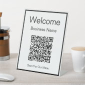 Welcome Business Name Scan QRコードをメニューに追加 台座サイン (インサイチュ)