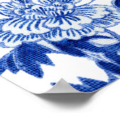 Welcome chinoiser Blue White Bird Foliage Wedding ポスター (角)