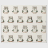 Welcome Christmas Door Greenery Wrapping Paper ラッピングペーパー (フラット)