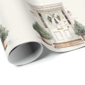 Welcome Christmas Door Greenery Wrapping Paper ラッピングペーパー (ロールコーナー)