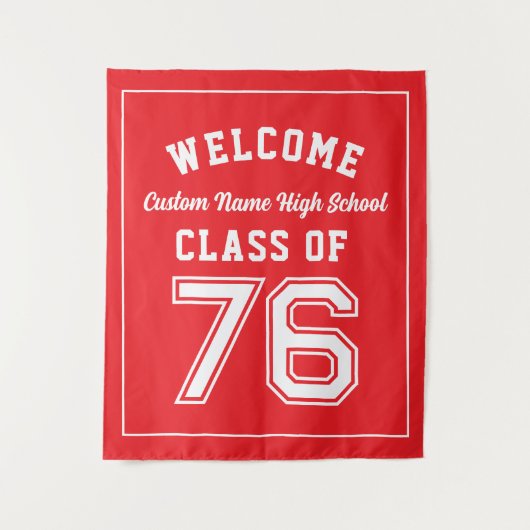 Welcome Class of 1976, Red Reunion Party Decor タペストリー (正面)