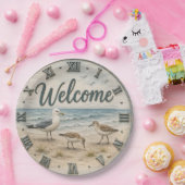 Welcome Coastal Seabirds Rustic Beach House  ペーパープレート (パーティー)