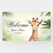 Welcome Cute Giraffe Jungle Baby Shower Party 横断幕 (横)