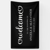 Welcome Cute Hearts Script Wedding 横断幕 (縦)