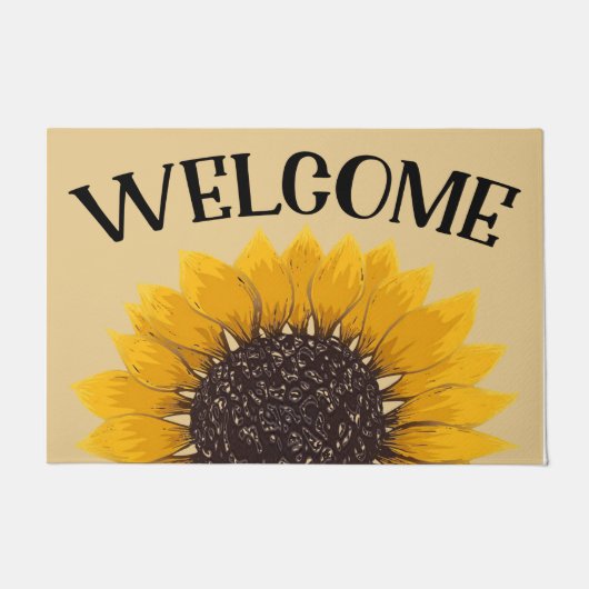 Welcome Doormat with Sunflower,  Flower ドアマット (正面)