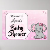 Welcome Elephant Themed Baby Shower Banner ポスター (正面)