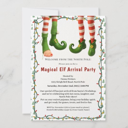Welcome Elf Party | North Pole Arrival Celebration 招待状 (正面)