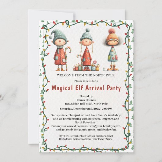 Welcome Elf Party | North Pole Arrival Celebration 招待状 (正面)