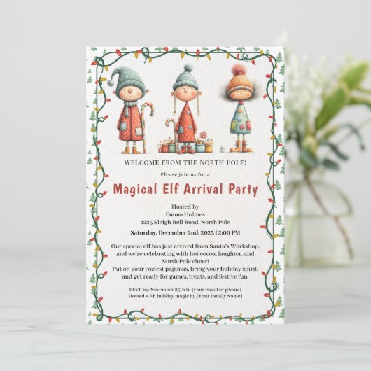 Welcome Elf Party | North Pole Arrival Celebration 招待状 (スタンド正面)