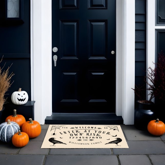 Welcome Enter At Your Own Risk Spirt Board ドアマット (Welcome Enter At Your Own Risk Spirt Board Doormat)