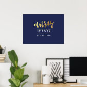 WELCOME EVENT POSTER faux gold name navy 28x20 ポスター (ホームオフィス)