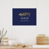 WELCOME EVENT POSTER faux gold name navy 28x20 ポスター (キッチン)