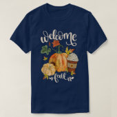 Welcome Fall Pumpkin Sunflower Maple Leaves Thanks Tシャツ (デザイン正面)