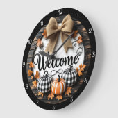 Welcome Fall Pumpkins ラージ壁時計 (傾斜)