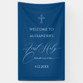 WELCOME FIRST COMMUNION banner custom BLUE 横断幕 (縦)