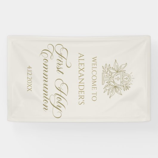 WELCOME FIRST COMMUNION banner custom marfil 横断幕 (横)