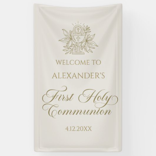 WELCOME FIRST COMMUNION banner custom marfil 横断幕 (縦)