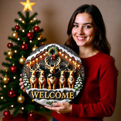 Welcome Five Reindeer Stable ラージ壁時計